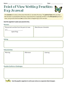 Point of View Writing Practice: Bug Journal
