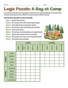 Logic Puzzle: A Day at Camp