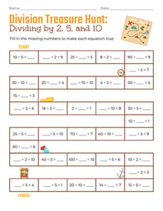 Division Treasure Hunt: Dividing by 2, 5, and 10