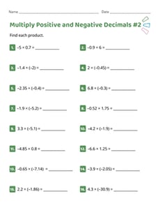 Multiply Positive and Negative Decimals #2