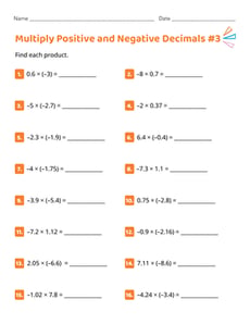 Multiply Positive and Negative Decimals #3