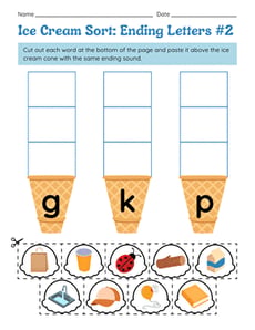 Ice Cream Sort: Ending Letters #2