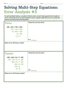 Solving Multi-Step Equations: Error Analysis #3
