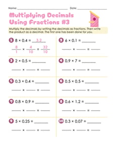 Multiplying Decimals Using Fractions #3