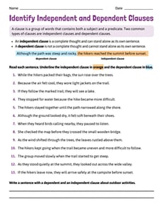 Identify Independent and Dependent Clauses