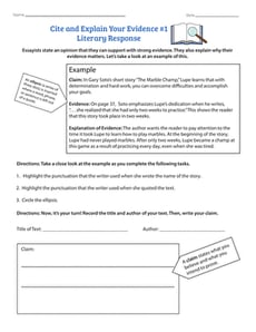Cite and Explain Your Evidence #1: Literary Response