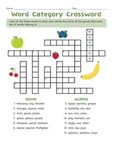 Word Category Crossword