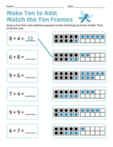 Make Ten to Add: Match the Ten Frames