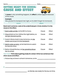 Getting Ready for School: Cause and Effect