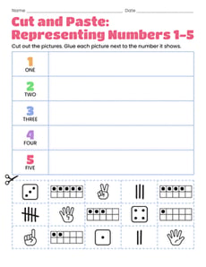 Cut and Paste: Representing Numbers 1–5