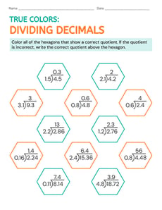 True Colors: Dividing Decimals