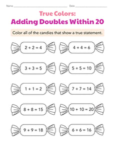 True Colors: Adding Doubles Within 20