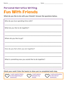 Personal Narrative Writing: Fun With Friends