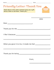 Friendly Letter: Thank You