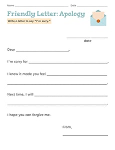 Friendly Letter: Apology
