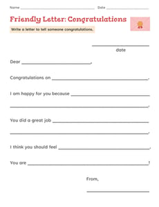 Friendly Letter: Congratulations