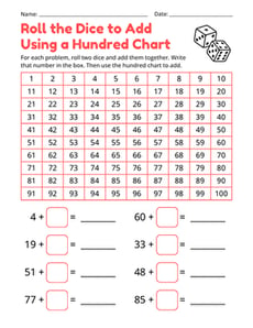 Roll the Dice to Add Using a Hundred Chart