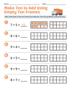 Make Ten to Add Using Empty Ten Frames