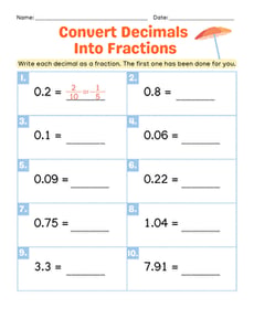 Convert Decimals Into Fractions