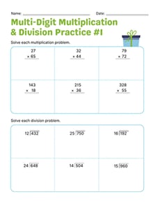 Multi-Digit Multiplication & Division Practice #1