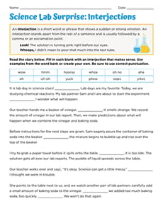 Science Lab Surprise: Interjections