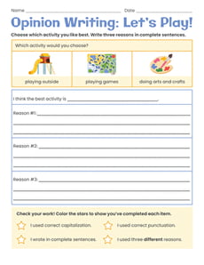 Opinion Writing: Let's Play!