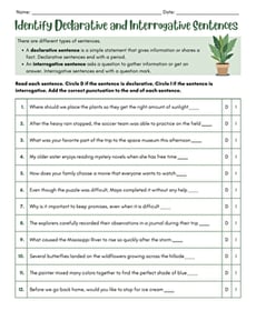 Identify Declarative and Interrogative Sentences