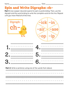 Spin and Write Digraphs: ch-