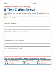 Personal Narrative Writing: A Time I Was Brave