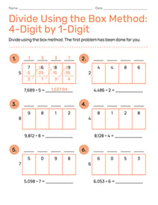 Divide Using the Box Method: 4-Digit by 1-Digit