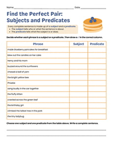 Find the Perfect Pair: Subjects and Predicates
