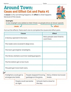 Around Town: Cause and Effect Cut and Paste #1