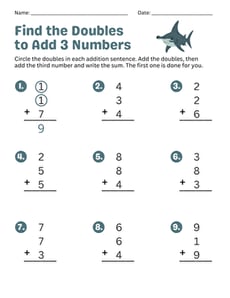 Find the Doubles to Add 3 Numbers