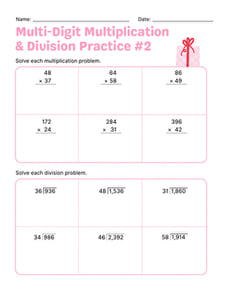 Multi-Digit Multiplication & Division Practice #2