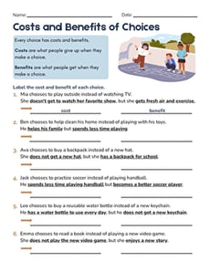 Costs and Benefits of Choices