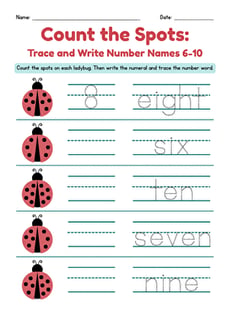 Count the Spots: Trace and Write Number Names 6-10