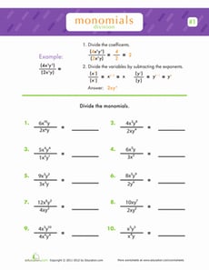 Dividing Monomials