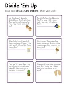 Division Word Problems: Divide 'Em Up!