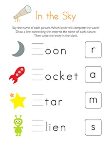 Write the Missing Letter: In the Sky