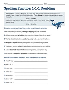 Spelling Practice: 1-1-1 Doubling
