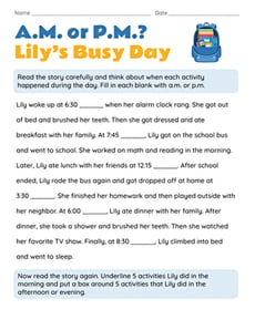 A.M. or P.M.? Lily's Busy Day