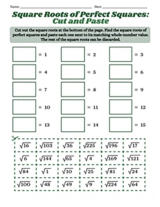 Square Roots of Perfect Squares: Cut and Paste