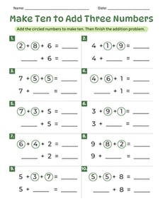 Make Ten to Add Three Numbers