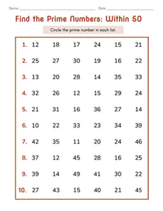 Find the Prime Numbers: Within 50