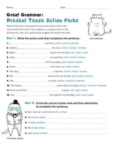 Great Grammar: Present Tense Action Verbs