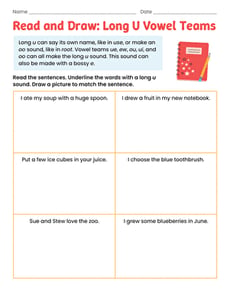 Read and Draw: Long U Vowel Teams