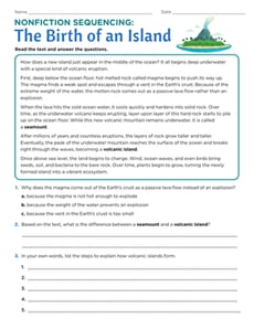 Nonfiction Sequencing: The Birth of an Island