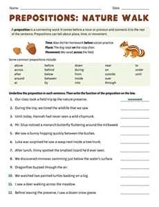 Prepositions: Nature Walk