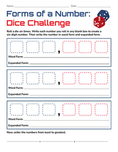 Forms of a Number: Dice Challenge