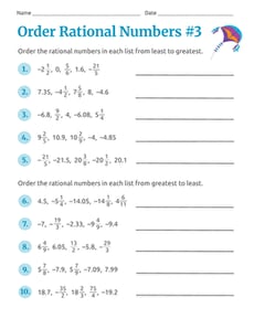 Order Rational Numbers #3